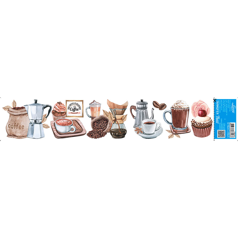 Transfer Têxtil Litoarte 45x9 TTB6-021 Barrado Our Coffe is Delecius