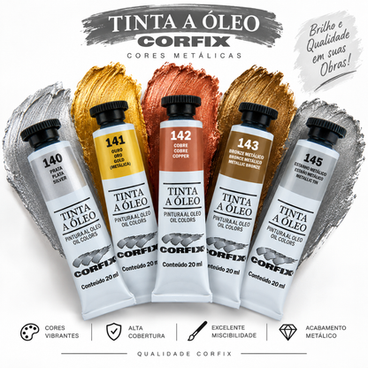Tinta Óleo Metálica Corfix Bisnaga 20ml