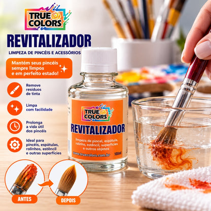 Revitalizador True Colors 100ml para Limpeza de Pincéis e Acessórios