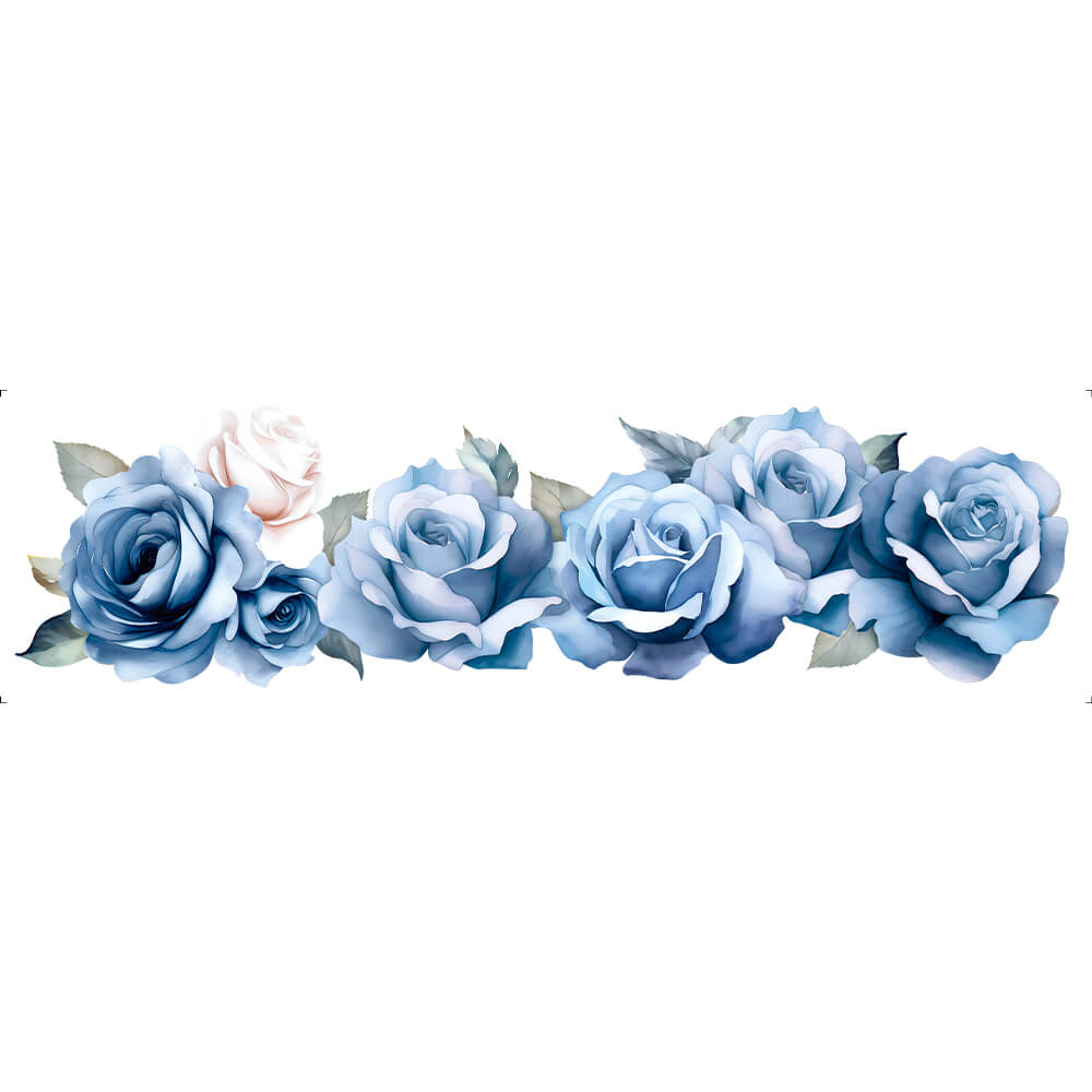 Transfer Têxtil Litoarte 24x7 TTB4L-006 Lili Negrão Rosas Azuis