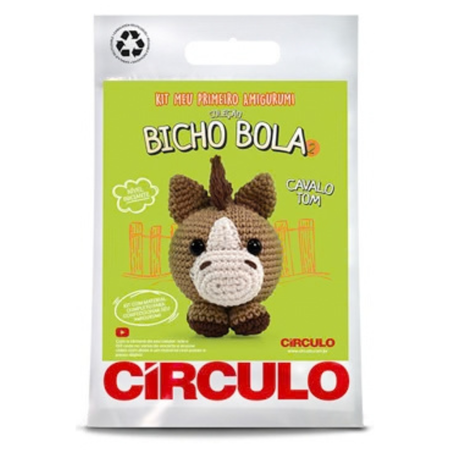 Kit Meu Primeiro Amigurumi Bicho Bola 2 Cor 01 Cavalo Tom