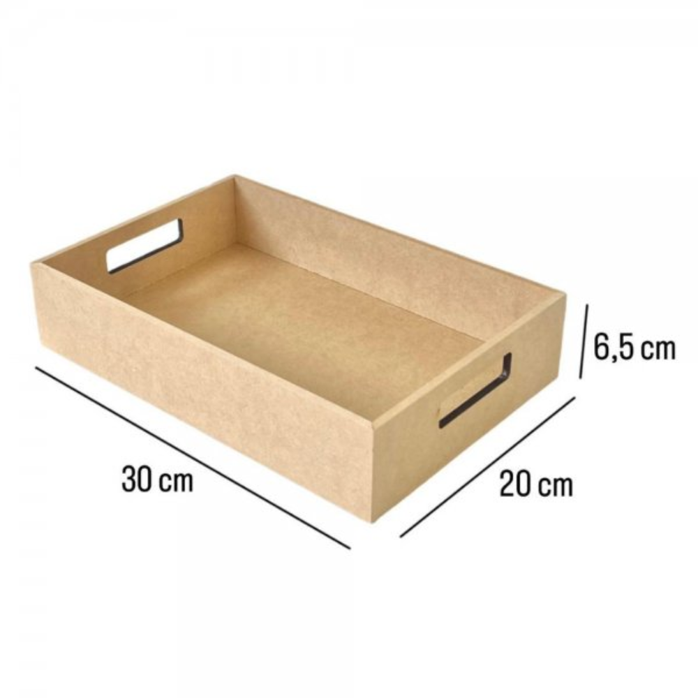 Bandeja em MDF Retangular com Alça 6,5x20x30cm