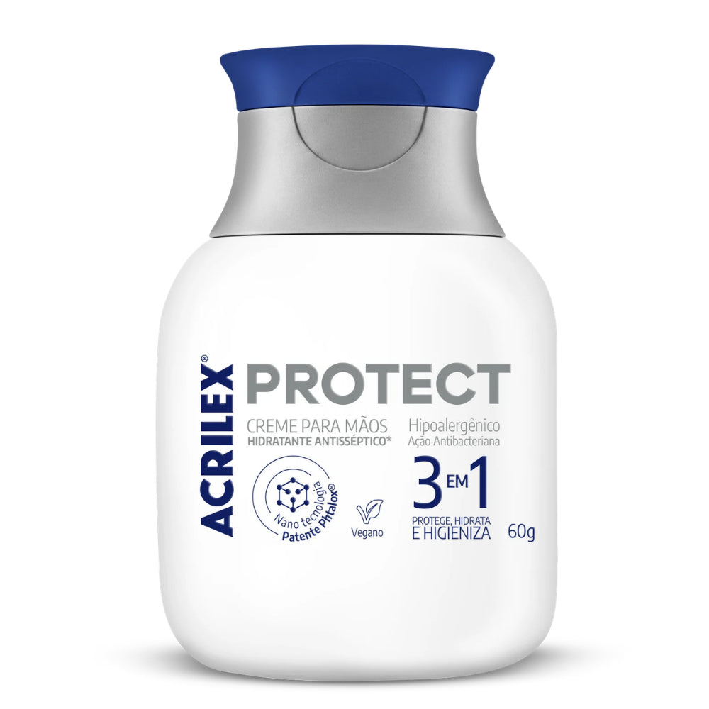 Creme Hidratante para Mãos Acrilex Protect 60g Antisséptico 3 em 1