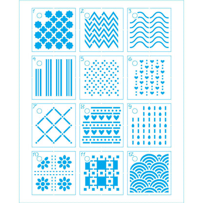 Kit Mini Stencil Litoarte STMI-036 4,5cm Estamparia 12 peças