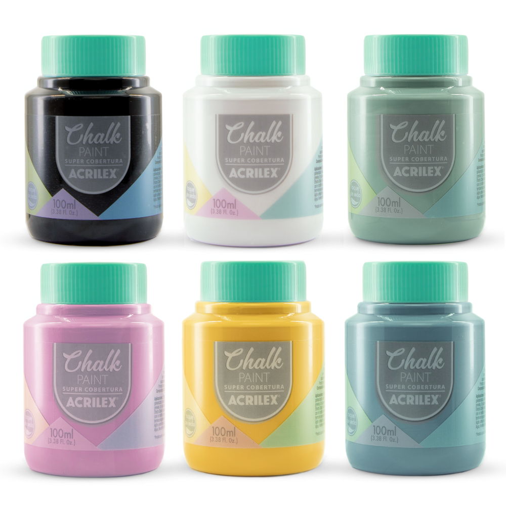 Kit 6 Tintas Chalk Paint Acrilex 100ml Fosco