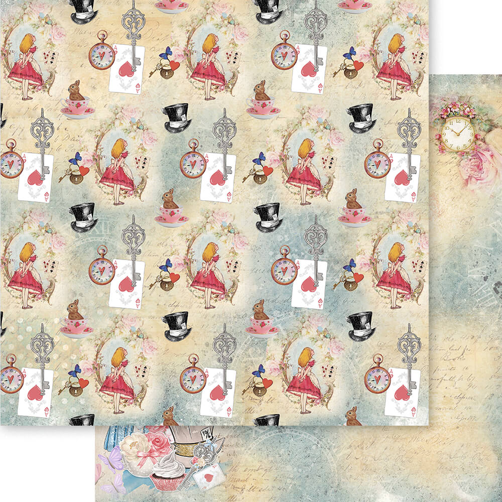 Papel Scrapbook Litoarte SD-1380 Alice País das Maravilhas 30,5x30,5cm