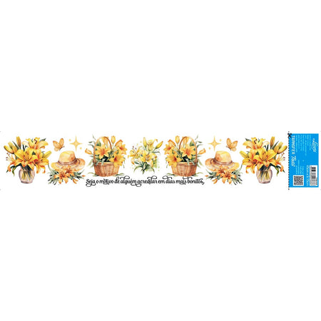 Transfer Têxtil 45x9,5cm TTB6-038 Barra Lírios Amarelos