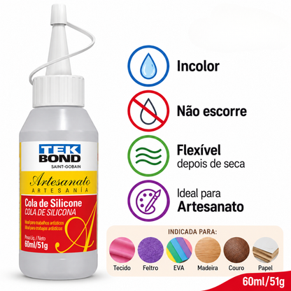 Cola de Silicone Líquida 51G para Artesanato TekBond 60ml
