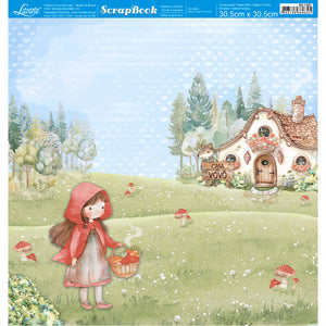 Papel Scrapbook Litoarte SD-1383 Menina de Vermelho 30,5x30,5cm