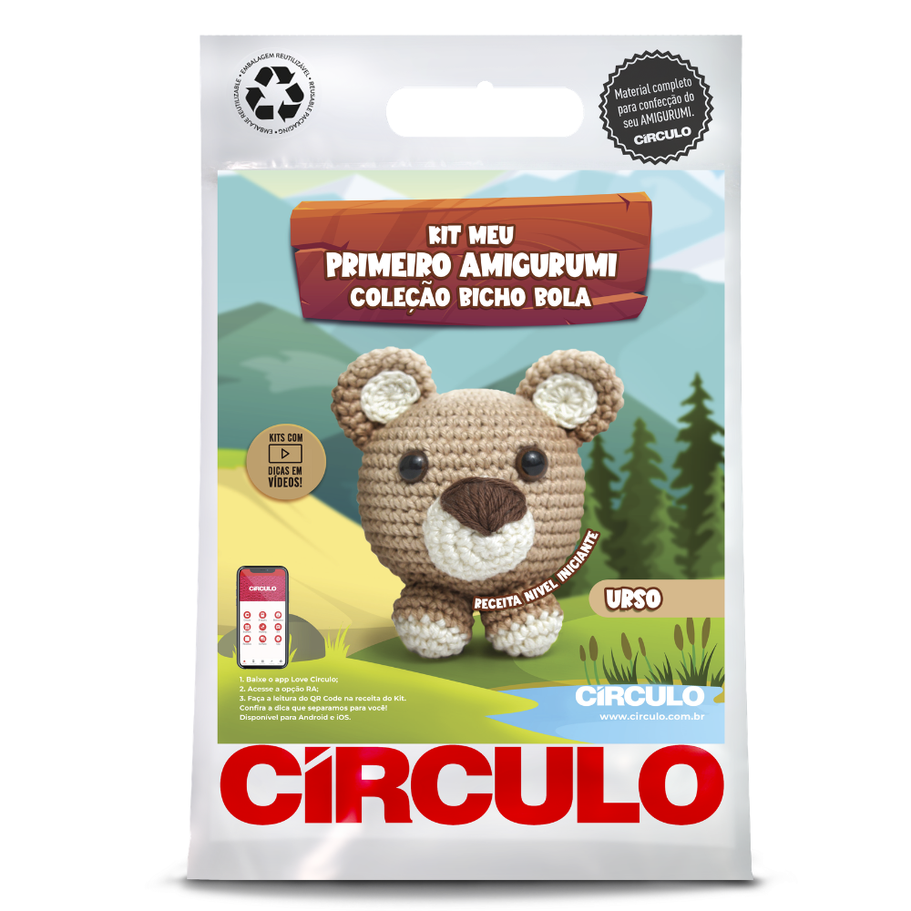 Kit Meu Primeiro Amigurumi Bicho Bola Cor 12 Urso
