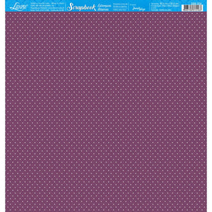 Papel Scrapbook Litoarte SBB-209 Poá Branco com Roxo 30,5x30,5cm