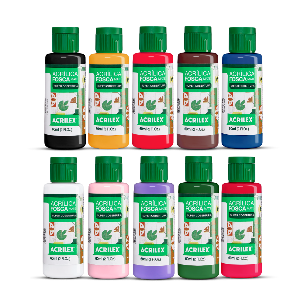 Kit 10 Tintas Acrílica Fosca Acrilex 60ml Nature Colors