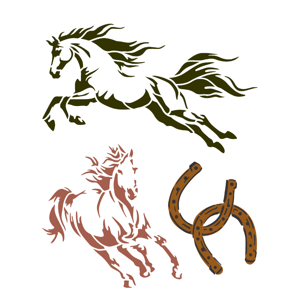 Stencil OPA 20x25 3795 Animais Cavalos
