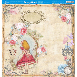 Papel Scrapbook Litoarte SD-1379 Alice País das Maravilhas 30,5x30,5cm