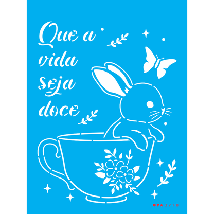 Stencil OPA 15x20 3770 Páscoa Coelho na Xícara