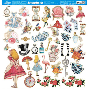Papel Scrapbook Litoarte SD-1382 Alice País das Maravilhas 30,5x30,5cm