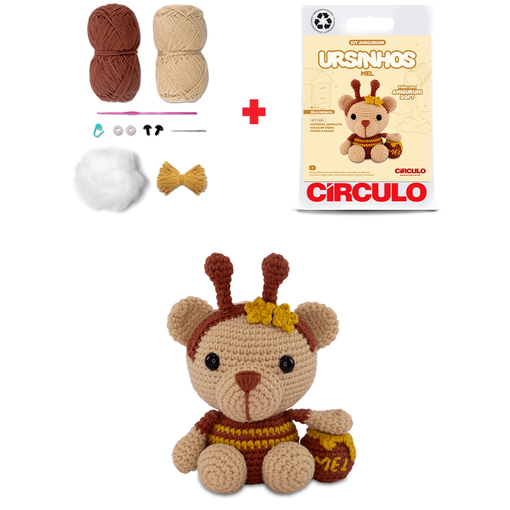 Kit Amigurumi Ursinhos Soft Círculo Cor 04 Mel