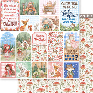 Papel Scrapbook Litoarte SD-1385 Menina de Vermelho 30,5x30,5cm