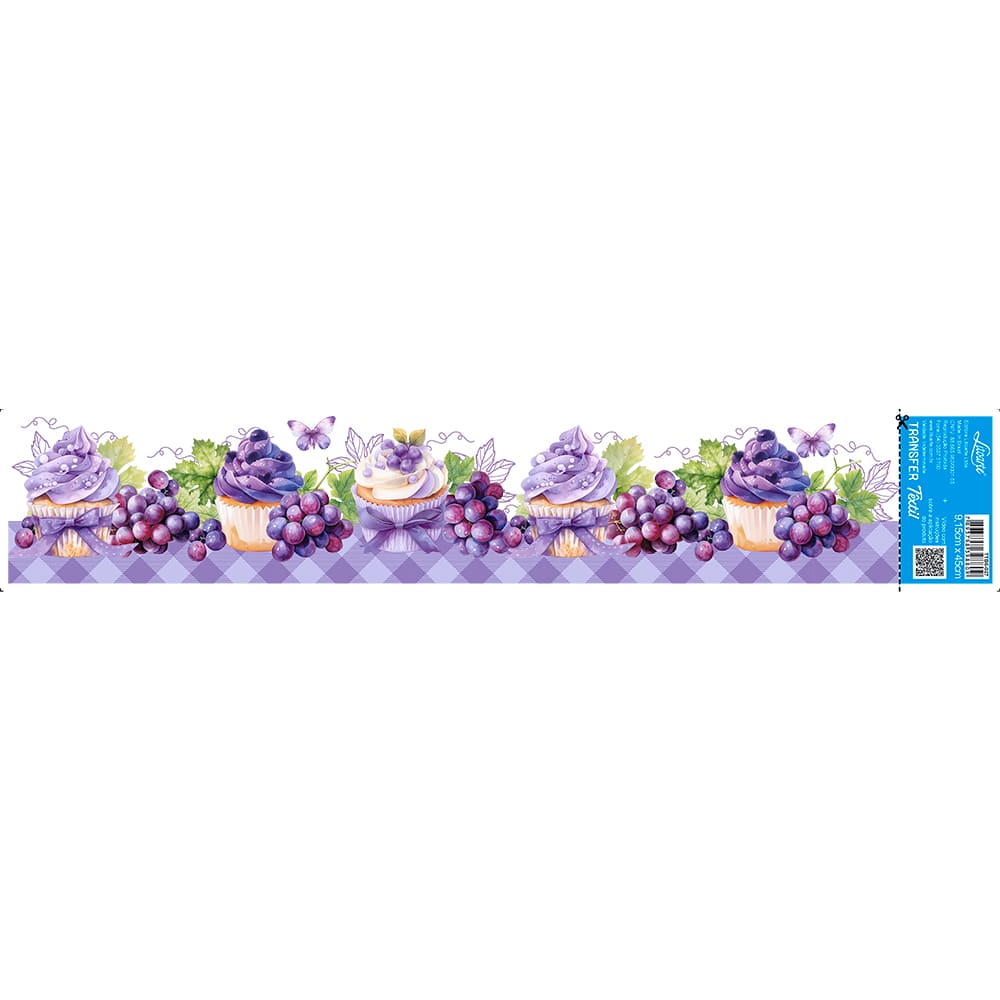 Transfer Têxtil Litoarte 45x9cm TTB6-027 Barrado Uvas