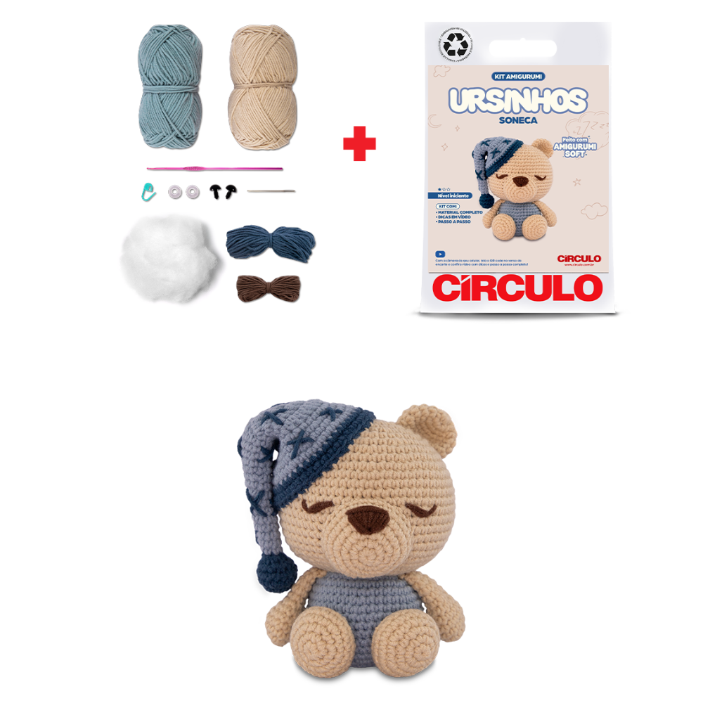 Kit Amigurumi Ursinhos Soft Círculo Cor 05 Soneca
