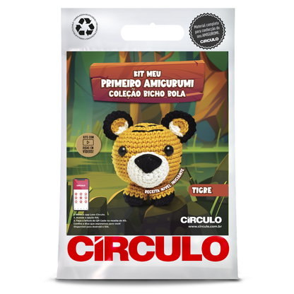 Kit Meu Primeiro Amigurumi Bicho Bola Cor 11 Tigre