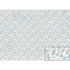 Papel Seda Litoarte PSL-029 Mini Flores Fundo Azul 67,5x46cm