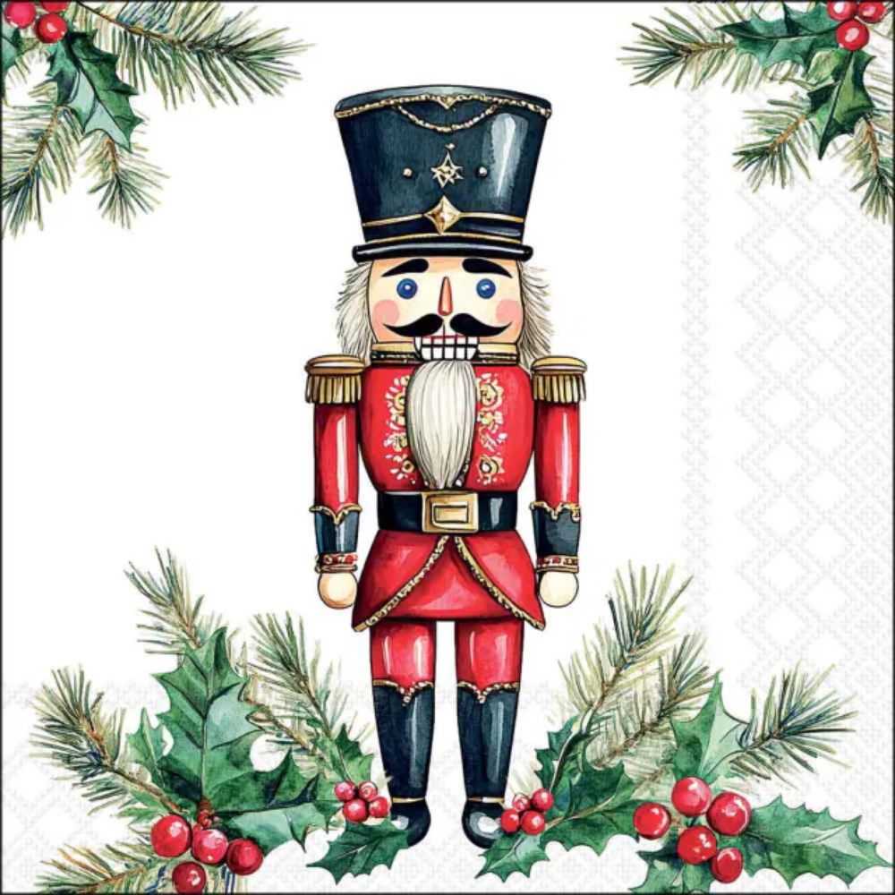 Guardanapo Decoupage Ambiente Wooden Nutcracker White 33x33 com 2 Unidades
