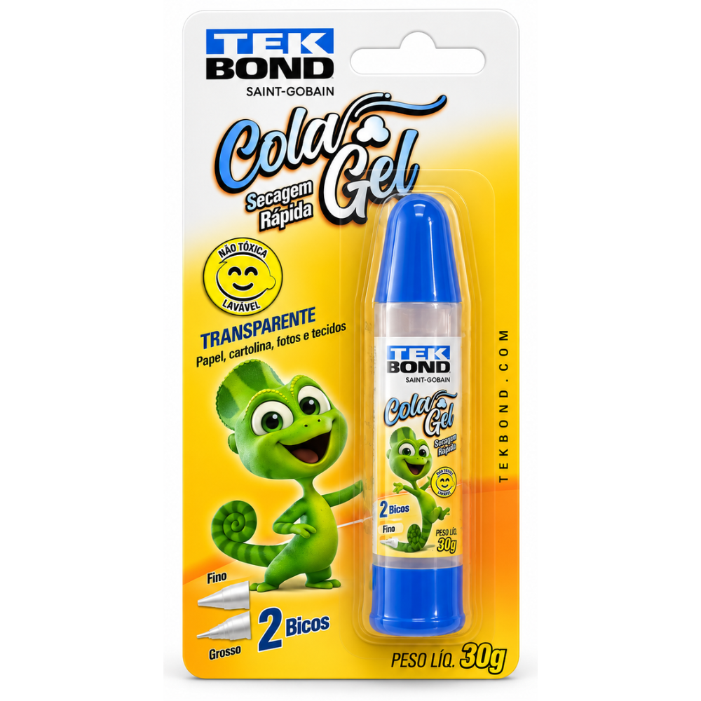 Cola Gel Multiuso 30g TekBond Transparente 2 Bicos Secagem Rápida
