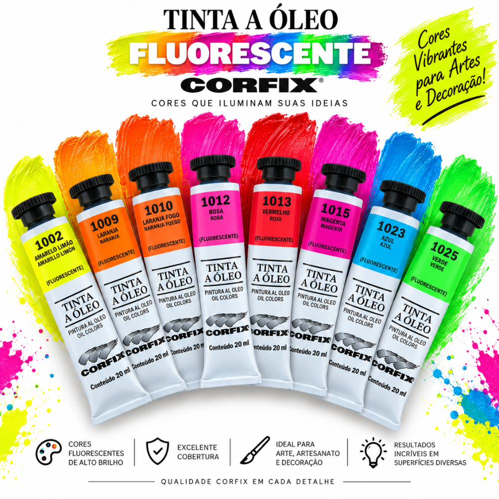 Tinta Óleo Fluorescente Corfix Bisnaga 20ml