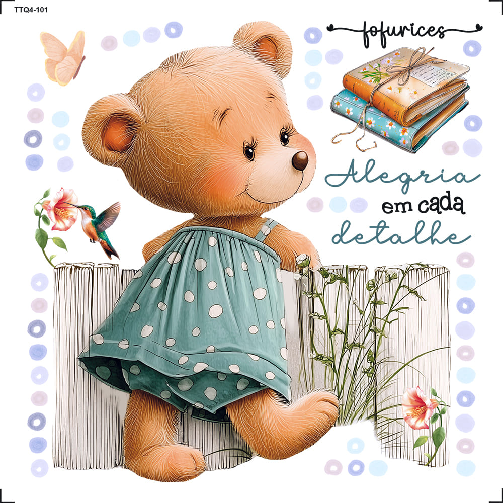 Transfer Têxtil 13,5x13,5cm TTQ4-101 Alegria em cada Detalhe