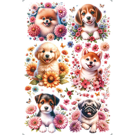 Transfer Litoarte 19,5x29,5 TIB-042 Cachorrinhos e Flores