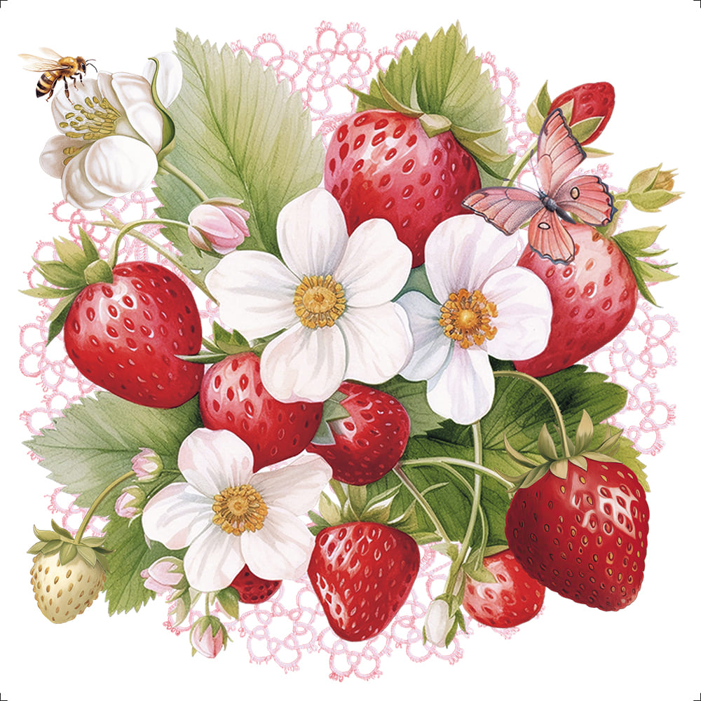 Transfer Têxtil Litoarte 13,5x13,5cm TTQ4-079 Fruta Moranguinho