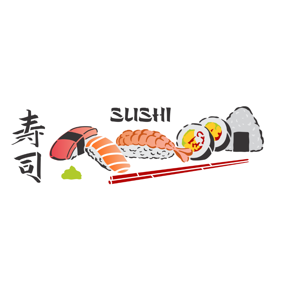 Stencil OPA 10x30 3760 Culinária Estamparia Sushi