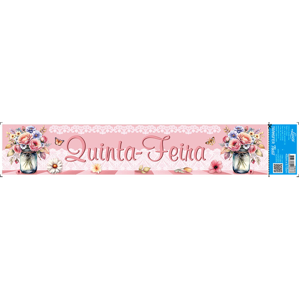 Transfer Têxtil 45x9,5cm TTB6-081 Barra Semaninha Quinta-Feira
