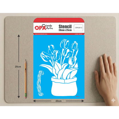 Stencil OPA 20x25 3812 Flor Sombra Tulipas