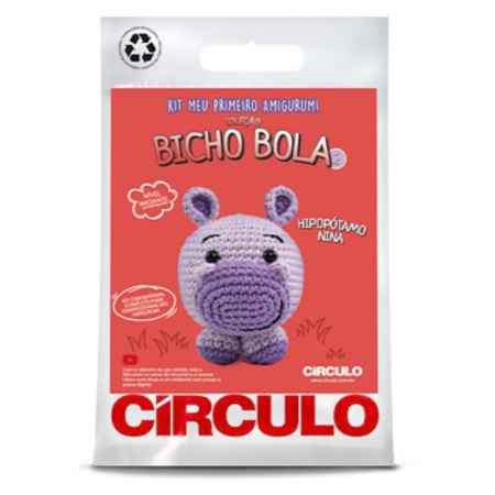 Kit Meu Primeiro Amigurumi Bicho Bola 2 Cor 04 Hipopotamo Nina