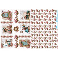 Papel Seda Litoarte PSL-063 Vintage Flores e Borboletas 67,5x46cm