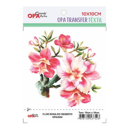Transfer Têxtil 10x10cm  Opa 3854 Flor Rosa do Deserto
