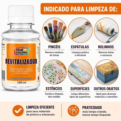 Revitalizador True Colors 100ml para Limpeza de Pincéis e Acessórios