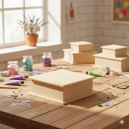 Caixa em MDF com 4 Divisões Tupiada Clean 19x19x7,5cm