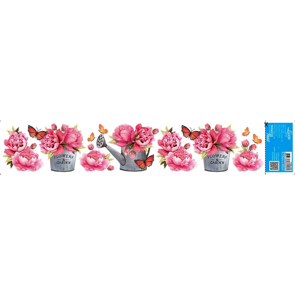 Transfer Têxtil Litoarte 45x9,5cm TTB6L-004 Lili Negrão Peônias cor de Rosa