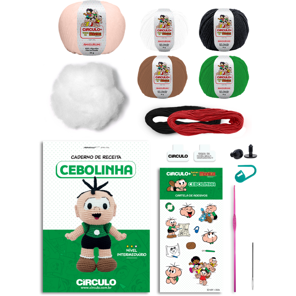 Kit Amigurumi Turma da Mônica Círculo Cor 02 Cebolinha