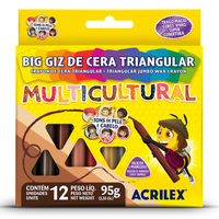 Big Giz de Cera Triangular Multicultural Acrilex com 12 unidades