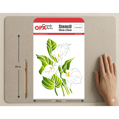 Stencil OPA 20x25 3800 Flor Sombra Copo de Leite