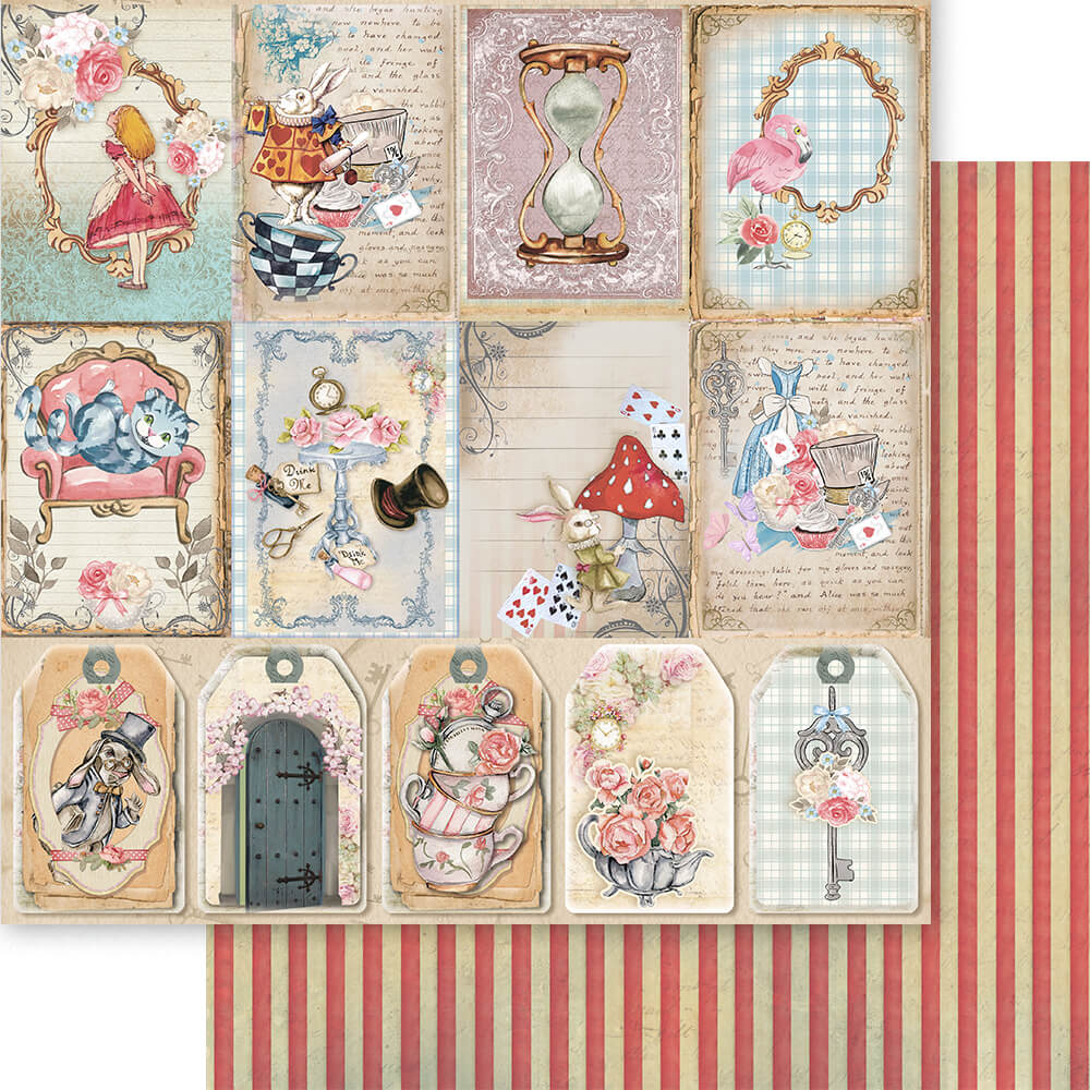 Papel Scrapbook Litoarte SD-1381 Alice País das Maravilhas 30,5x30,5cm