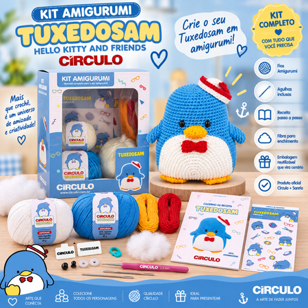 Kit Amigurumi Hello Kitty and Friends Círculo Cor 06 Tuxedosam