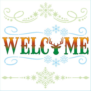 Stencil Litoarte 20x20 STXXN-025 Natal Welcome e Arabescos