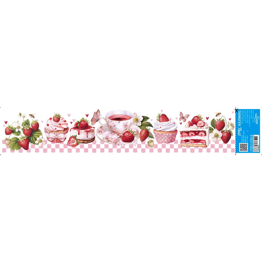 Transfer Têxtil Litoarte 45x9cm TTB6-025 Barrado Moranguinho