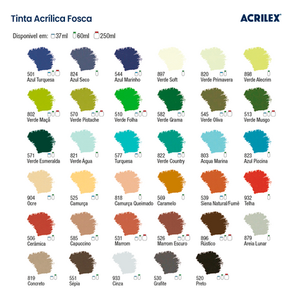 Tinta Acrílica Fosca Acrilex 37ml Nature Colors Alta Cobertura