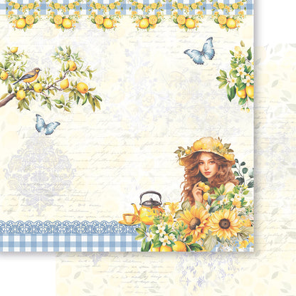 Papel Scrapbook Litoarte SD-1319 Dama com Limões 30,5x30,5cm